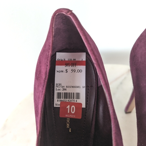 BCBGeneration Priyah Burgundy Suede Leather Heeled Bootie - Picture 5 of 12